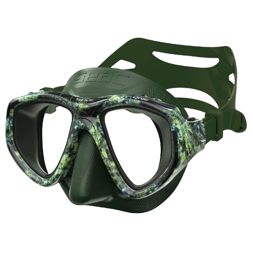 SEAC One Camo Diving Mask, Front View, Green