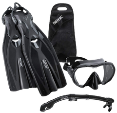 Seac Frameless Scuba Mask Fin Snorkel Set, Scuba Dive Gear Package