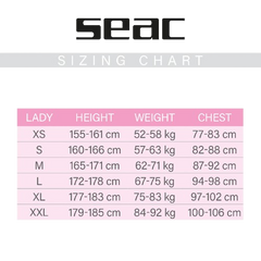 Seac Sense Long 3mm Lady Size Chart