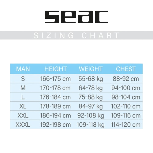 Seac Unifleece Size Chart 