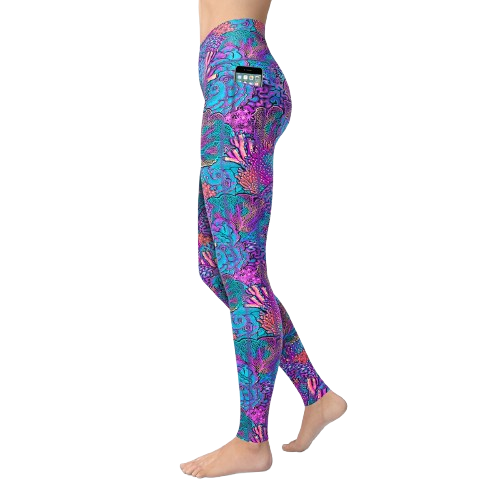 Spacefish Army Coral Kaleidoscope Leggings