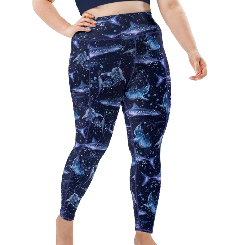 Spacefish Army Eco-Friendly Whale Shark Wonderland Leggings Plus Size