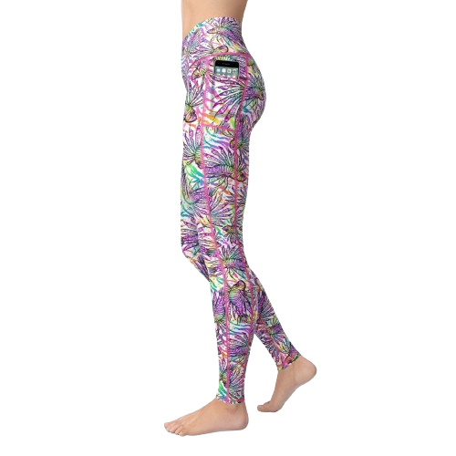 Spacefish Army Eco-Friendly White Lionfish Roars Leggings