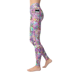 Spacefish Army Eco-Friendly White Lionfish Roars Leggings