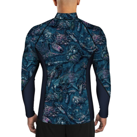 Spacefish Army Eco-friendly Full Zip Clockwork Ocean Men's Rash Guard