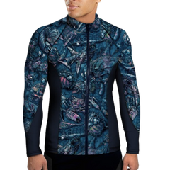 Spacefish Army Eco-friendly Full Zip Clockwork Ocean Men's Rash Guard