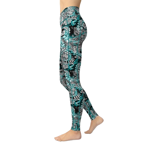 Spacefish Army Electric Blue Octofloral Leggings