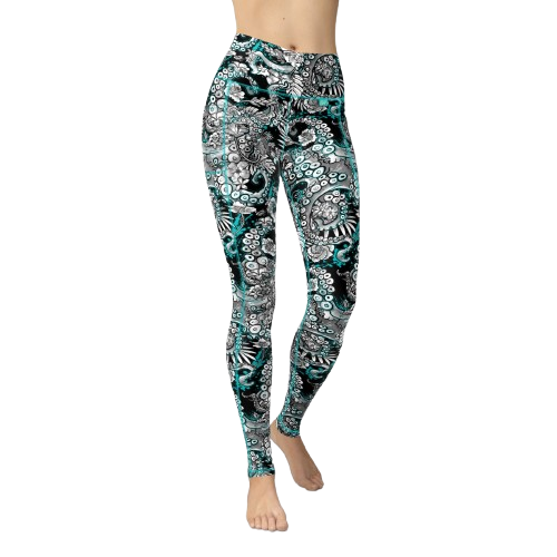 Spacefish Army Electric Blue Octofloral Leggings