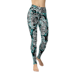 Spacefish Army Electric Blue Octofloral Leggings