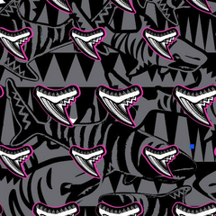 Spacefish Army Tiger Shark Tribal Design