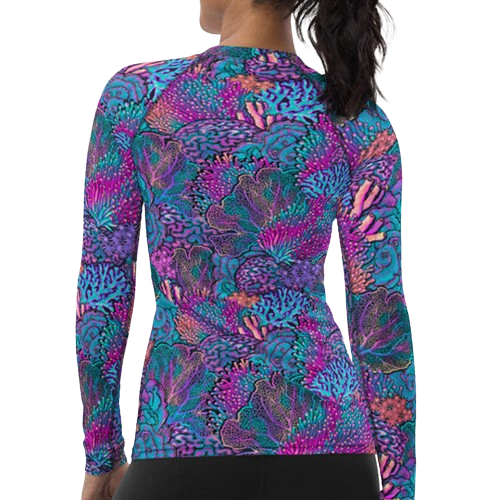 Spacefish Army Eco-Friendly Coral Kaleidoscope Contour Rashguard