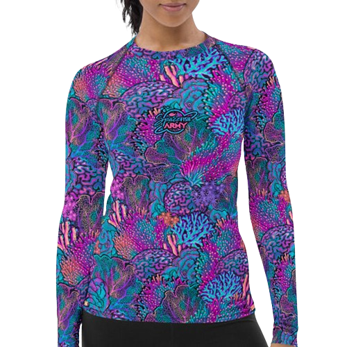 Spacefish Army Eco-Friendly Coral Kaleidoscope Contour Rashguard