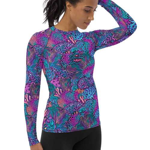 Spacefish Army Eco-Friendly Coral Kaleidoscope Contour Rashguard