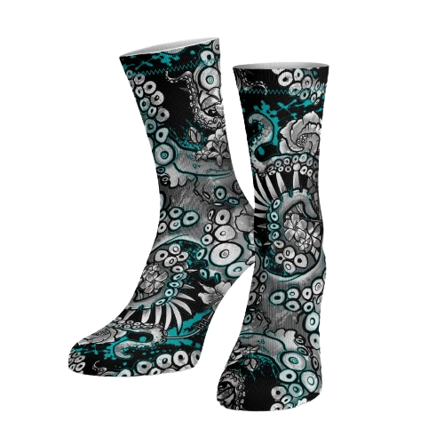 Spacefish Army Eco-friendly Electric Blue Octofloral Dive Socks