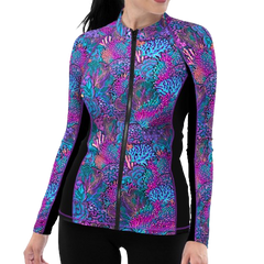 Spacefish Army Eco-friendly Full Zip Up Coral Kaleidoscope Rashguard