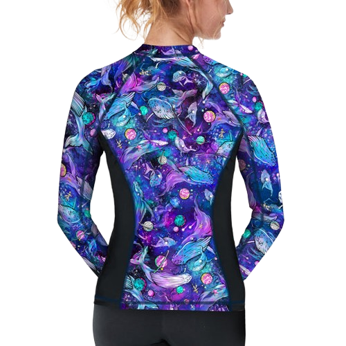 Spacefish Army Eco-friendly Full Zip Up Cosmic Whale Rashguard