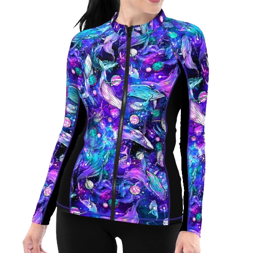 Spacefish Army Eco-friendly Full Zip Up Cosmic Whale Rashguard