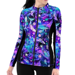 Spacefish Army Eco-friendly Full Zip Up Cosmic Whale Rashguard