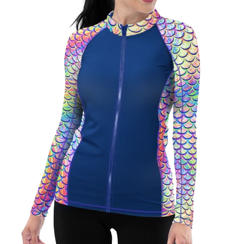 Spacefish Army Eco-friendly Full Zip Up Psychedelic Mermaid Rashguard