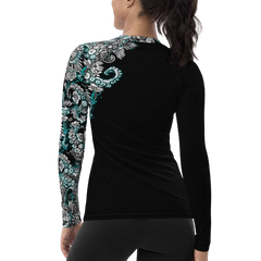 Spacefish Army Electric Blue Octofloral Contour Rashguard