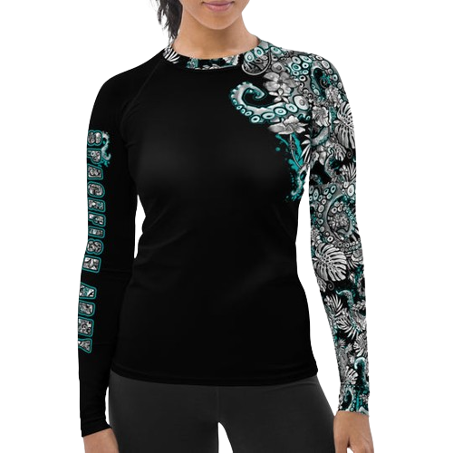 Spacefish Army Electric Blue Octofloral Contour Rashguard