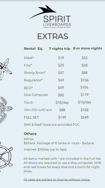 Spirit of the Maldive - Rental Prices