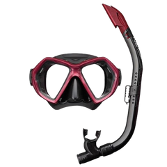 tusa x-plore mask snorkel combo black metallic red