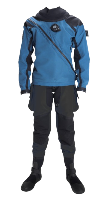 argonaut 3.0 drysuit light blue top black bottom