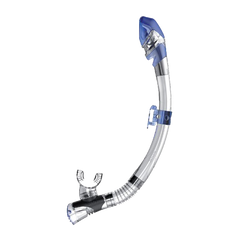 SEAC Fast Tech Dry Diving Snorkel, Side/Full VIew, Clear/Blue