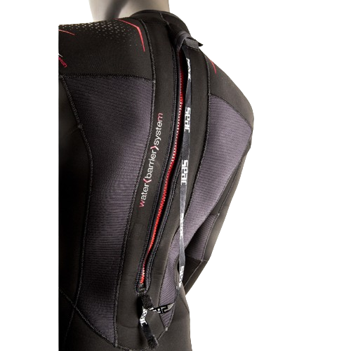SEAC Space Man 5 mm Men's Wetsuit, Upper Back View with Zipper