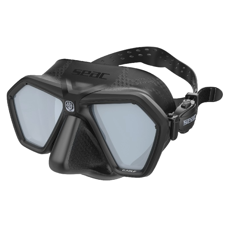 SEAC Eagle Dive Mask, Front View, Black/Silver LS