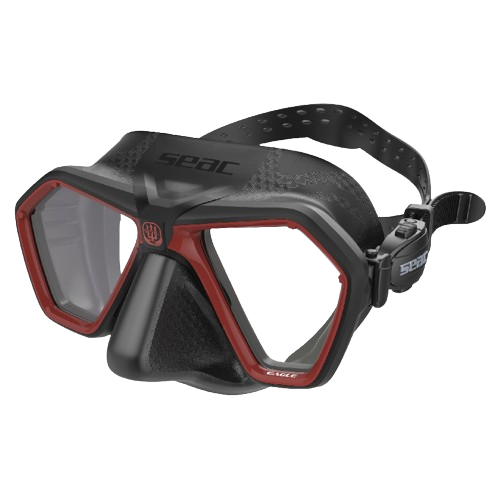 SEAC Eagle Dive Mask, Front View, Black/Red