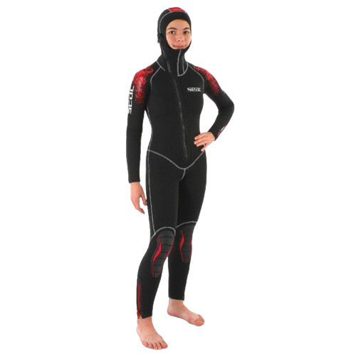 SEAC First 5mm Youth Wetsuit, Full-Body Front View with Hood On
