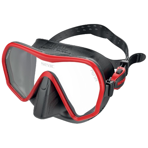 SEAC Ajna Diving Mask, Front View, Black/Red