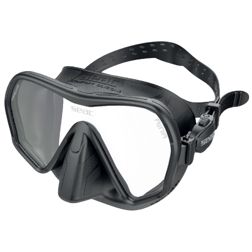 SEAC Ajna Diving Mask, Front View, Black/Black