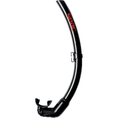 SEAC Top Flex Diving Snorkel, Full/Side View, Black with Red SEAC Logo
