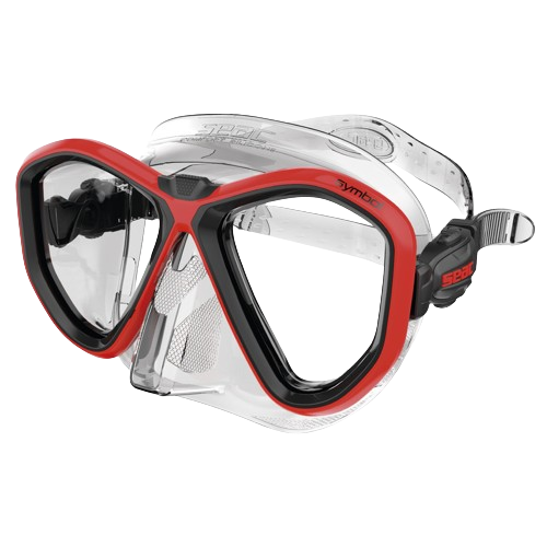 SEAC Diving Mask, Front View, Clear/Red
