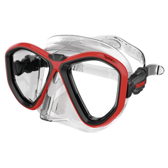 SEAC Diving Mask, Front View, Clear/Red