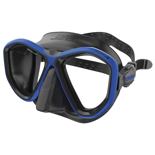 SEAC Diving Mask, Front View, Black/Blue