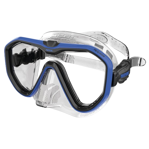 seac appeal dive mask clear/blue front view