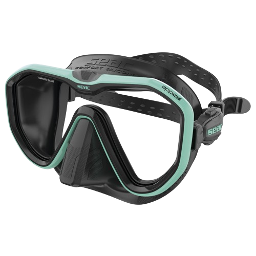 seac appeal dive mask black/tiffany front view