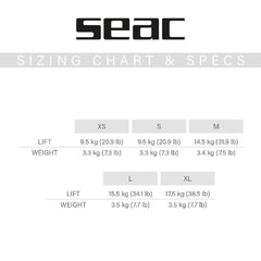 seac eq-pro bcd size chart