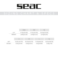 seac ego bcd size, lift, and weight hcart
