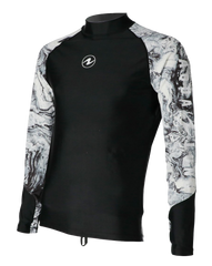 Aqua Lung Men's Long Sleeve Aqua Rash Guard Black/White