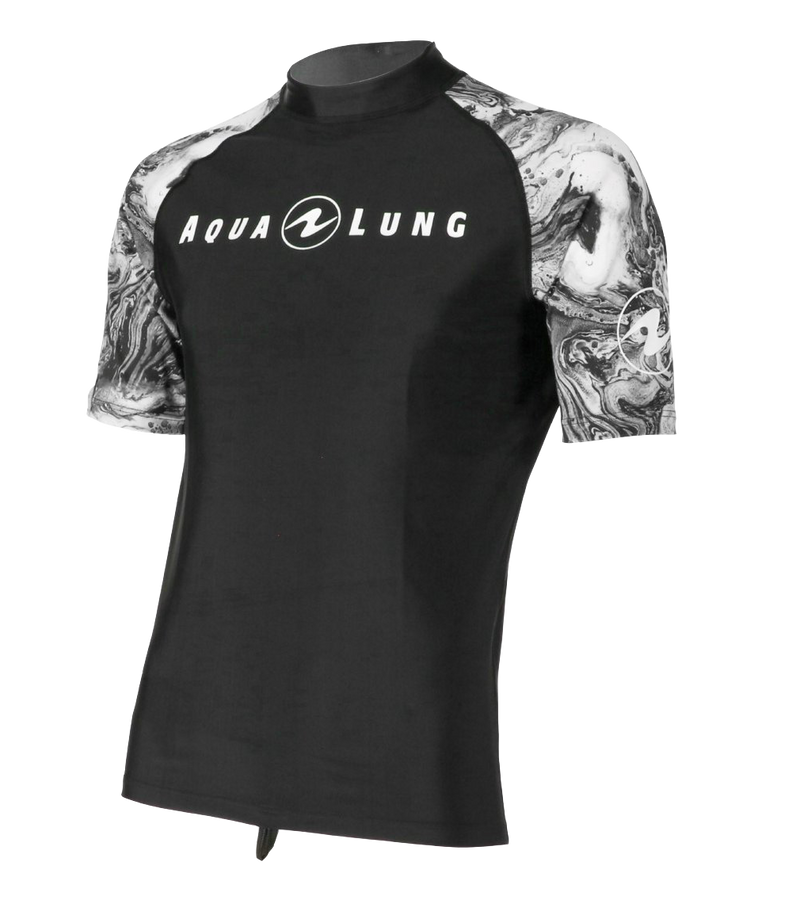 Aqua Lung Men's Short Sleeve Aqua Rash Guard Black/White