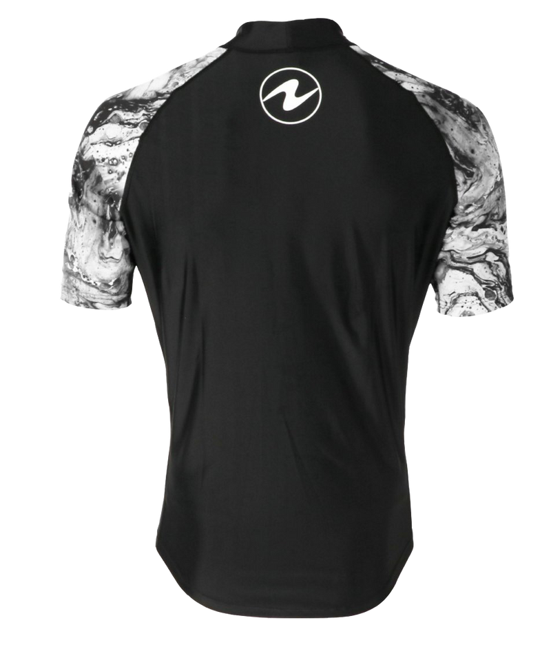 Aqua Lung Men's Short Sleeve Aqua Rash Guard Black/White