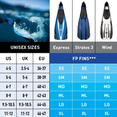 Aqua Lung Wind Fins Size Chart