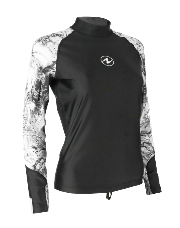 Aqua Lung Women's Long Sleeve Aqua Rash Guard Black/White