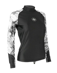 Aqua Lung Women's Long Sleeve Aqua Rash Guard Black/White