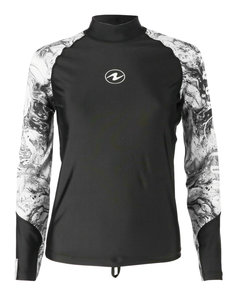 Aqua Lung Women's Long Sleeve Aqua Rash Guard Black/White